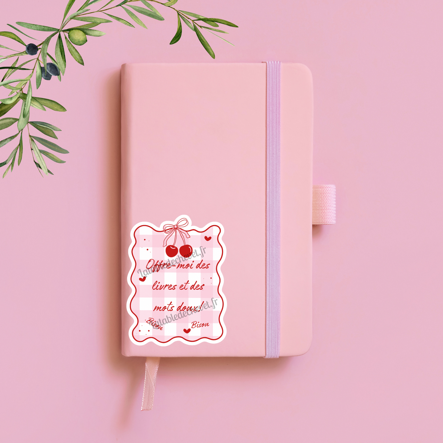 Autocollant en vinyle, Sticker Offre-moi des livres et des mots doux! Bisou Bisou