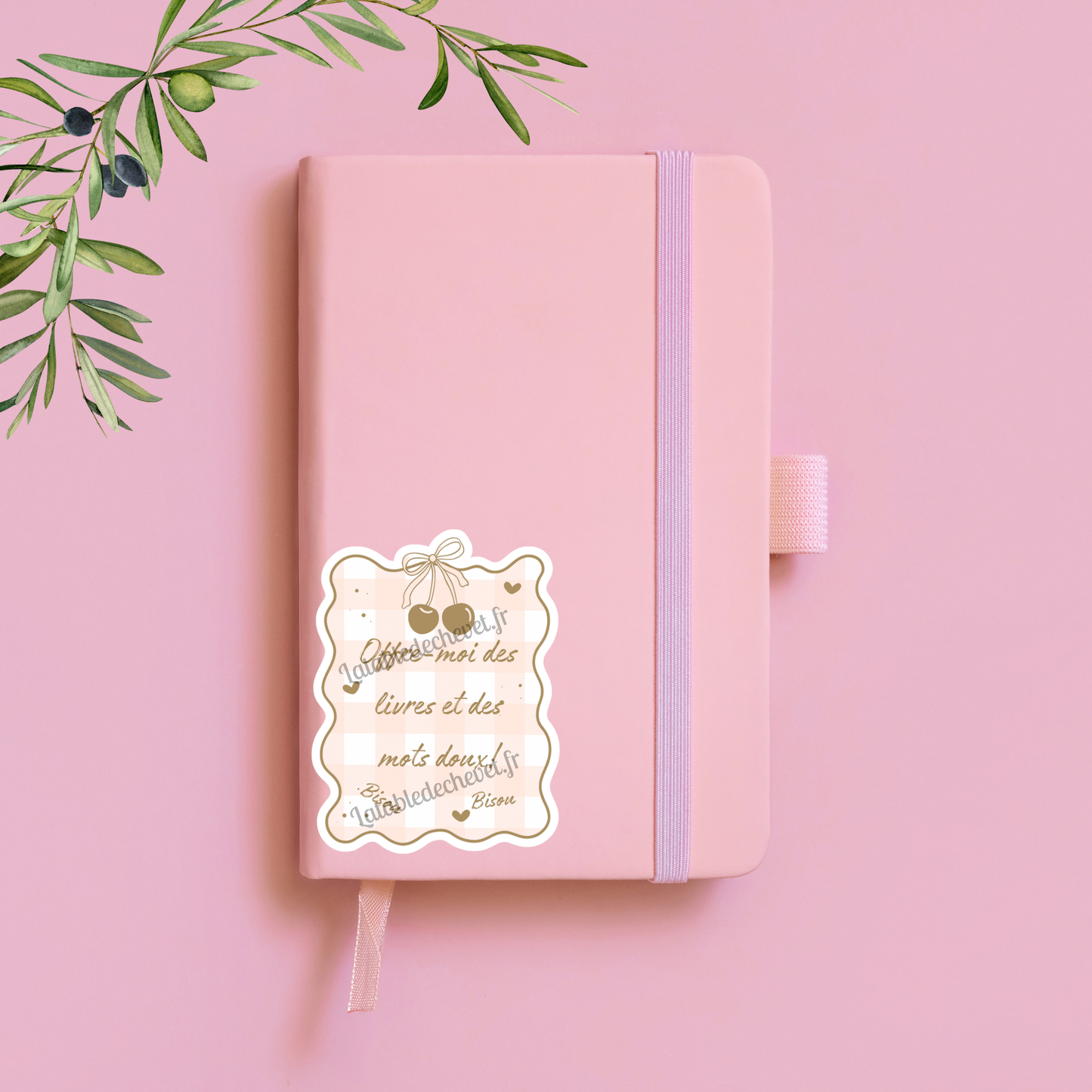 Autocollant en vinyle, Sticker Offre-moi des livres et des mots doux! Bisou Bisou