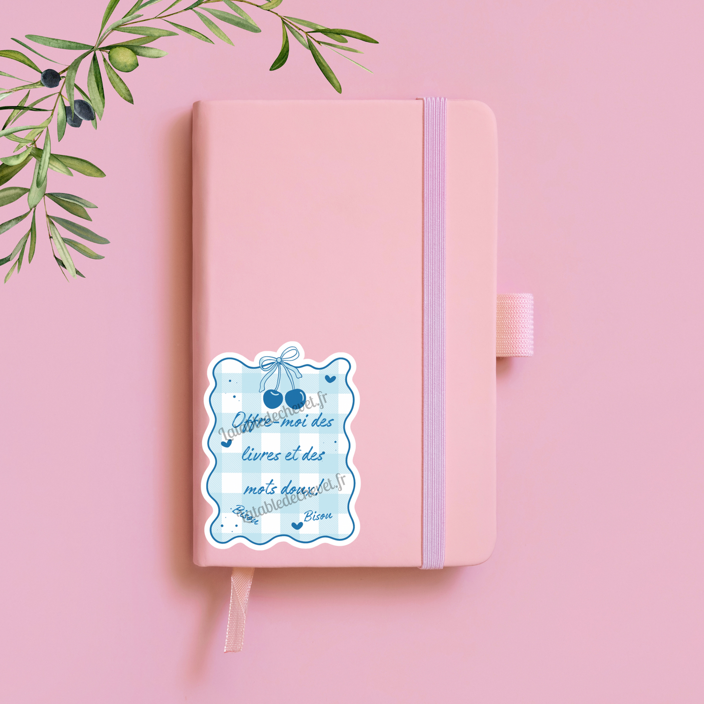Autocollant en vinyle, Sticker Offre-moi des livres et des mots doux! Bisou Bisou
