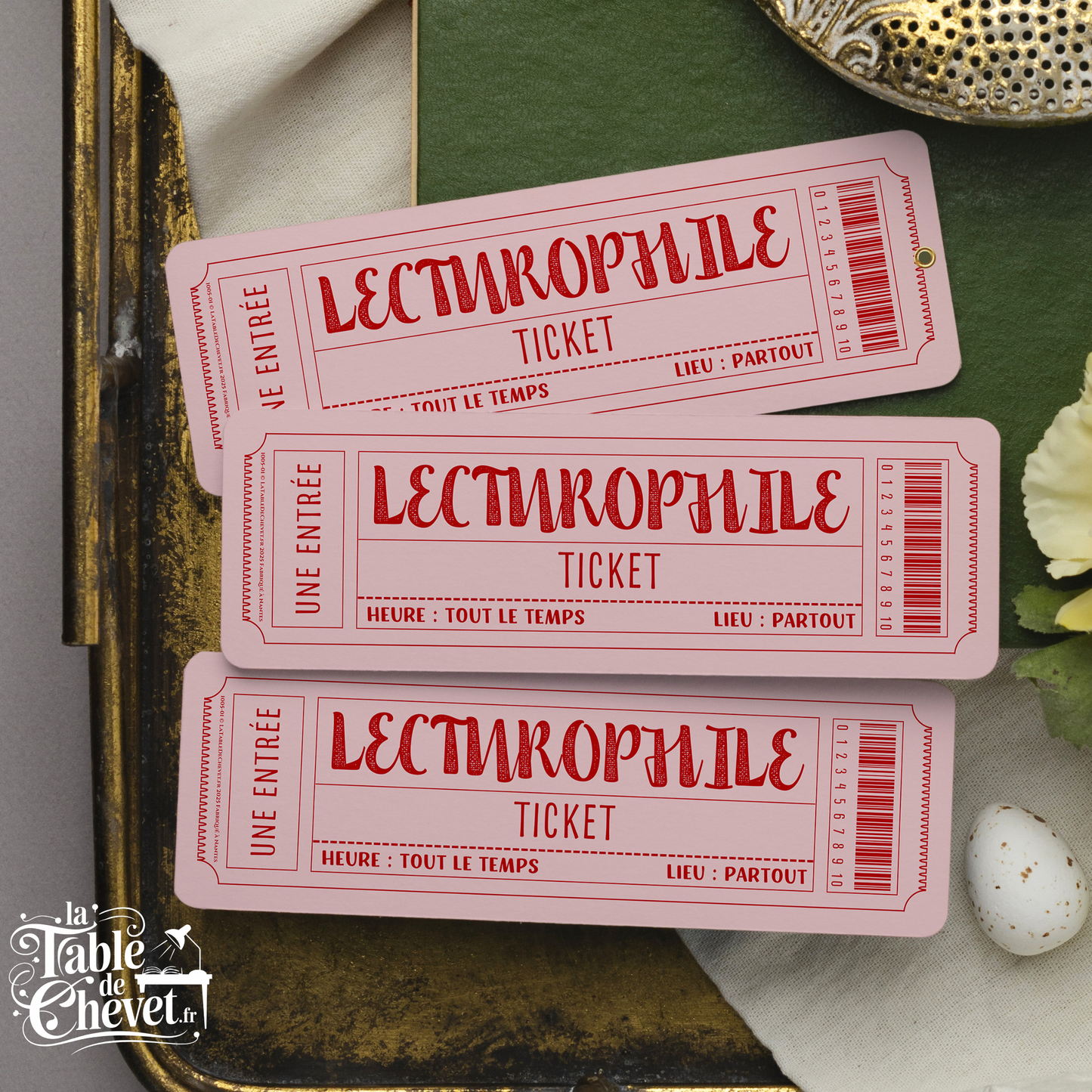 Marque-page ticket, Signet Admission pour Lecturophile