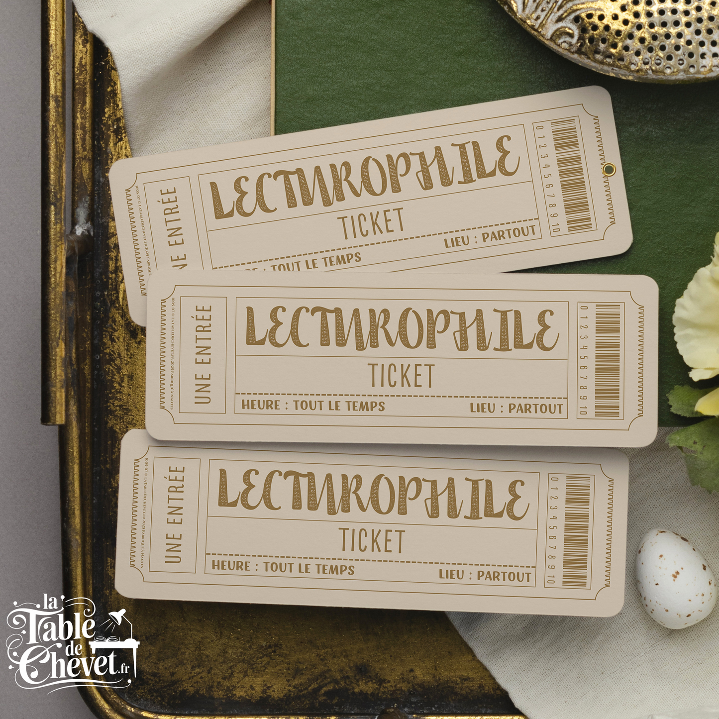Marque-page ticket, Signet Admission pour Lecturophile