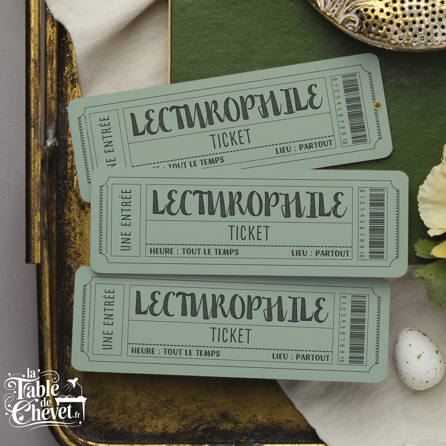Marque-page ticket, Signet Admission pour Lecturophile