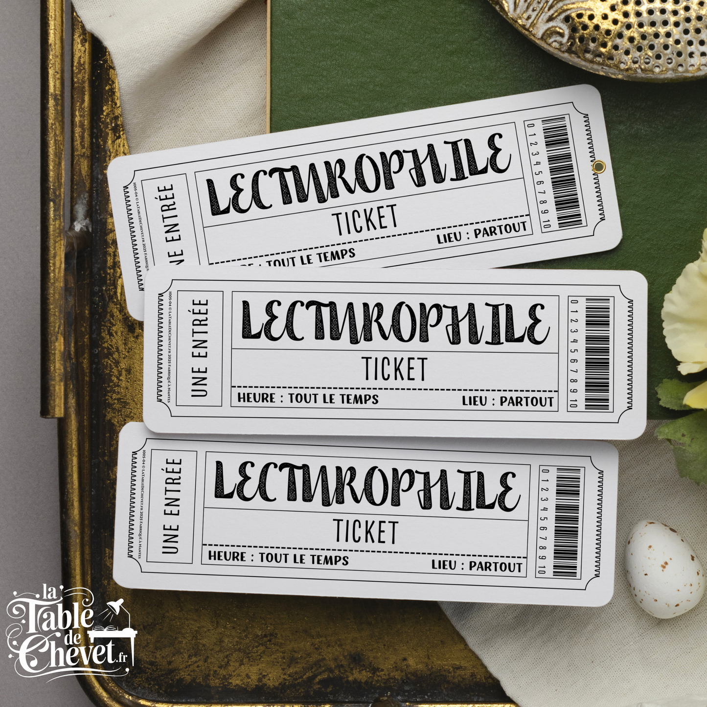 Marque-page ticket, Signet Admission pour Lecturophile