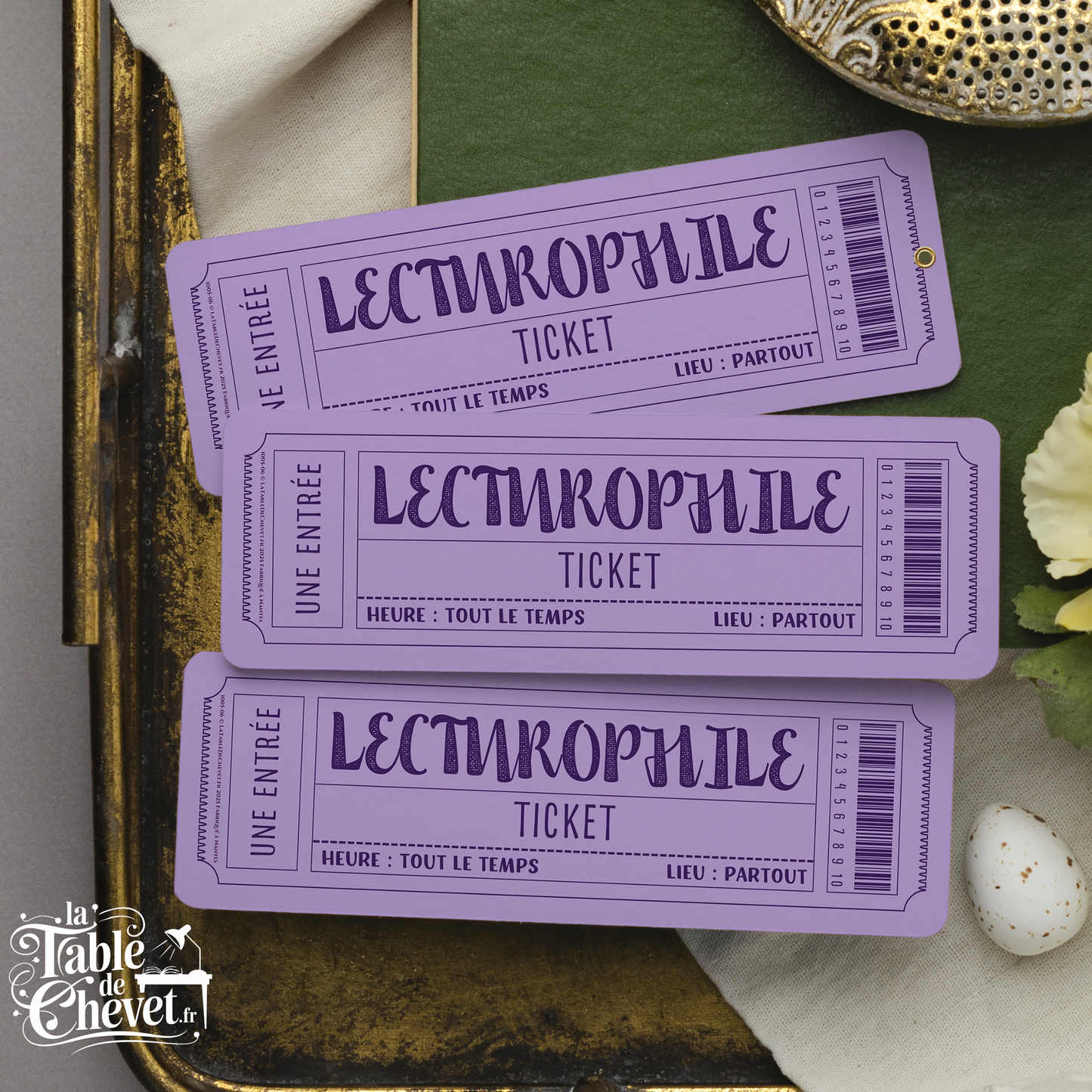 Marque-page ticket, Signet Admission pour Lecturophile