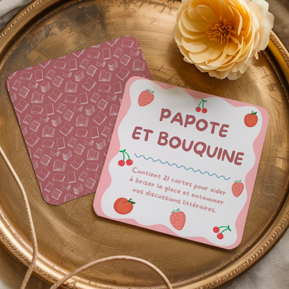 Papote et Bouquine, 21 cartes de discussion, Jeu pour club de lecture