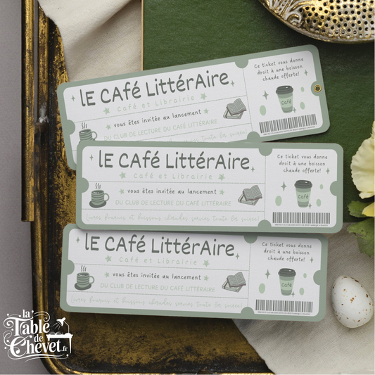 Marque Page Original, Signet Ticket pour Ouverture café littéraire