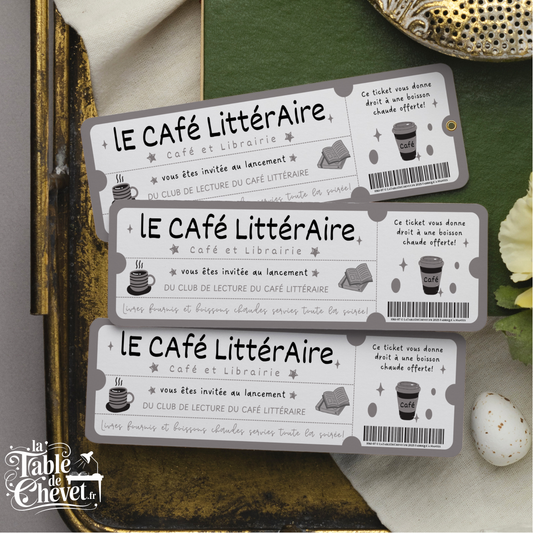 Marque Page Original, Signet Ticket pour Ouverture café littéraire