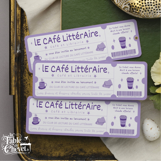 Marque Page Original, Signet Ticket pour Ouverture café littéraire