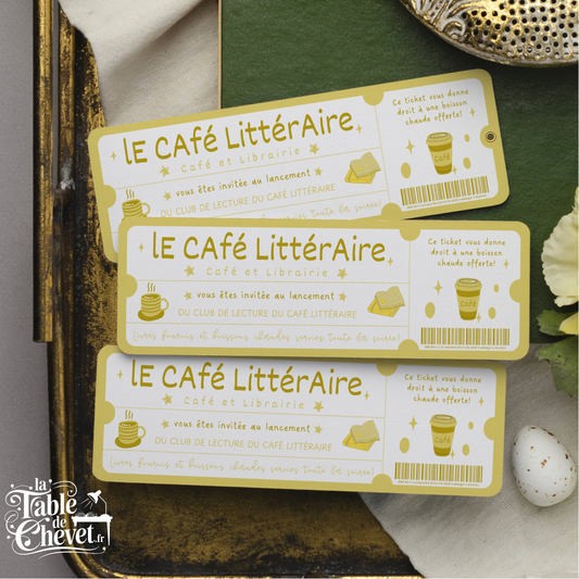 Marque Page Original, Signet Ticket pour Ouverture café littéraire