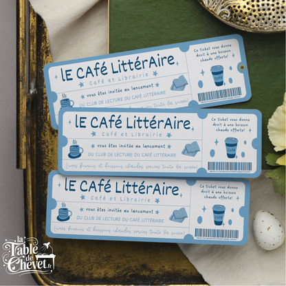 Marque Page Original, Signet Ticket pour Ouverture café littéraire