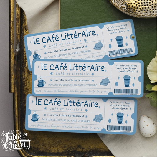Marque Page Original, Signet Ticket pour Ouverture café littéraire