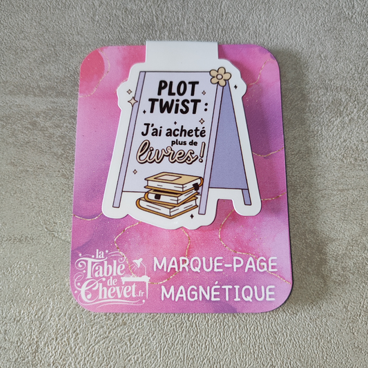 Marque-page magnétique, Signet aimanté "Plot twist, j'ai acheté plus de livres"