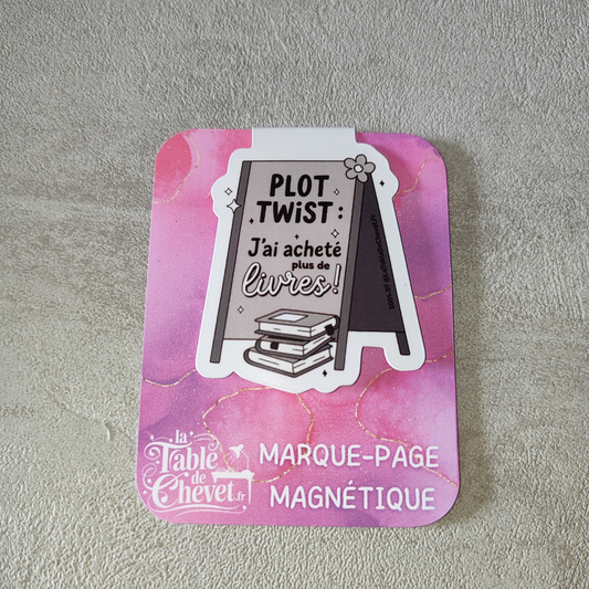 Marque-page magnétique, Signet aimanté "Plot twist, j'ai acheté plus de livres"