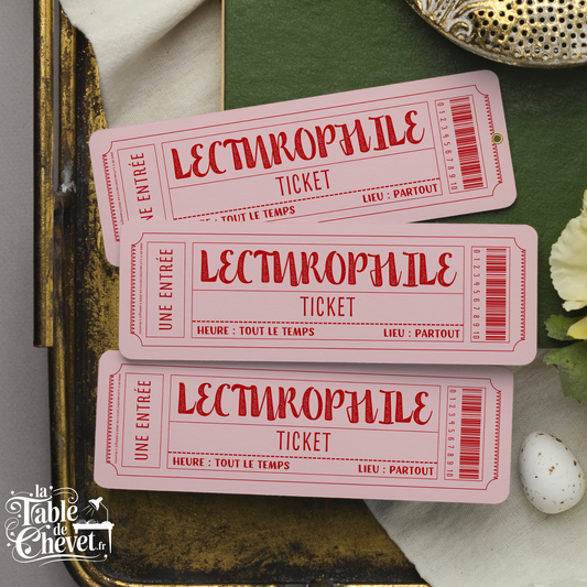 Marque-page ticket, Signet Admission pour Lecturophile