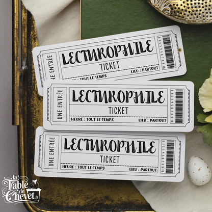 Marque-page ticket, Signet Admission pour Lecturophile